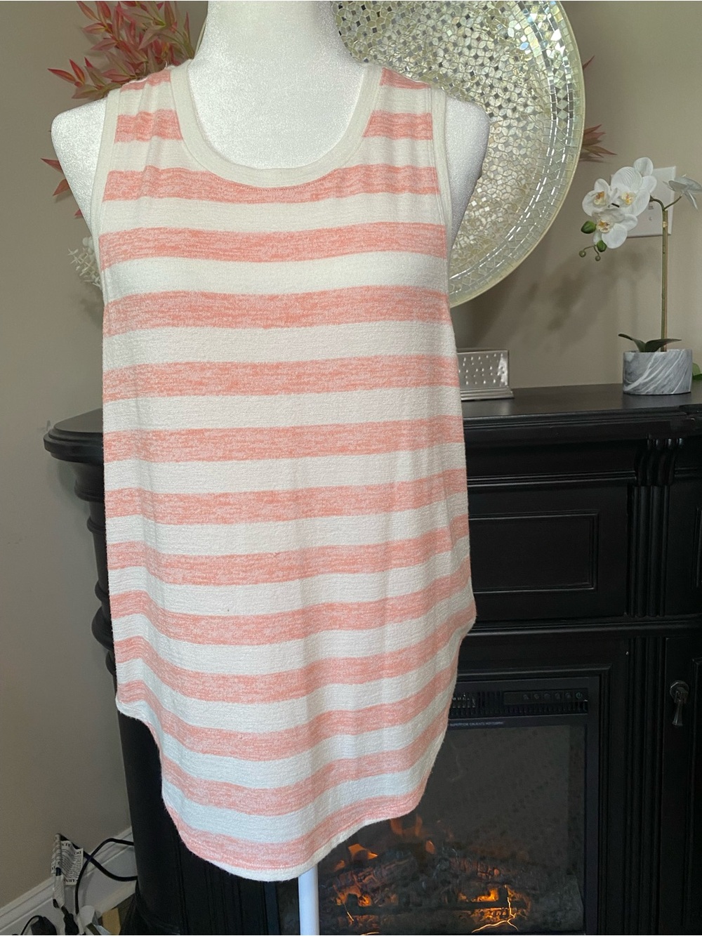 Market & Spruce  Sleeveless Tank Top - Cream & Coral Pink size L